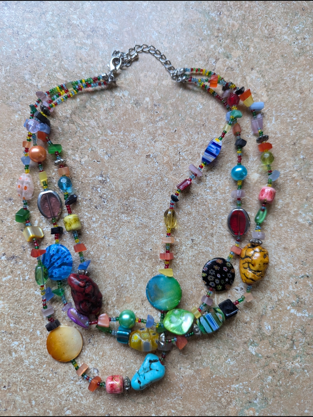 Multicolor Beaded Statement Necklace - Women Jewelry